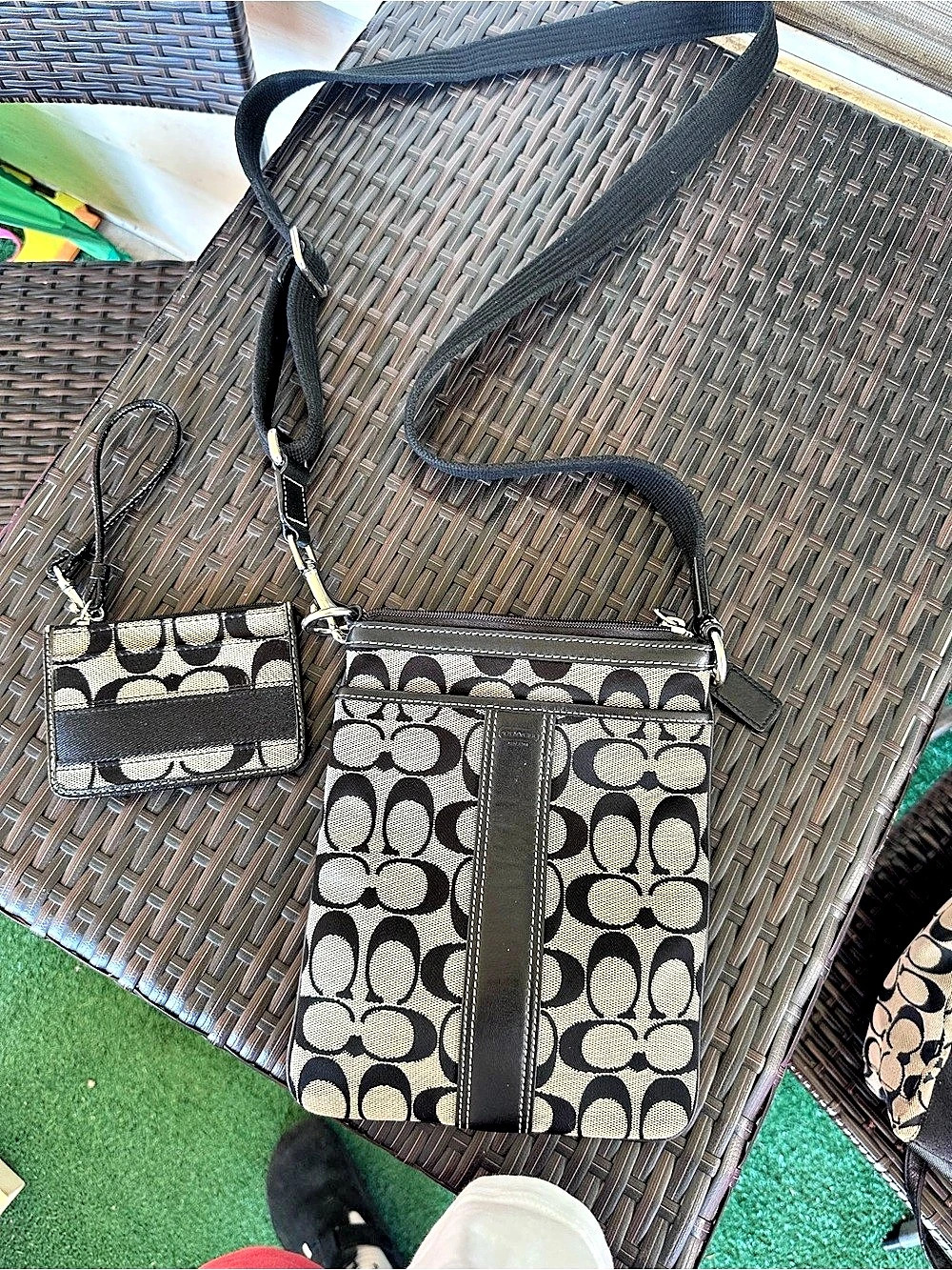 Coach File Crossbody In Signature Jacquard Bag Black & White